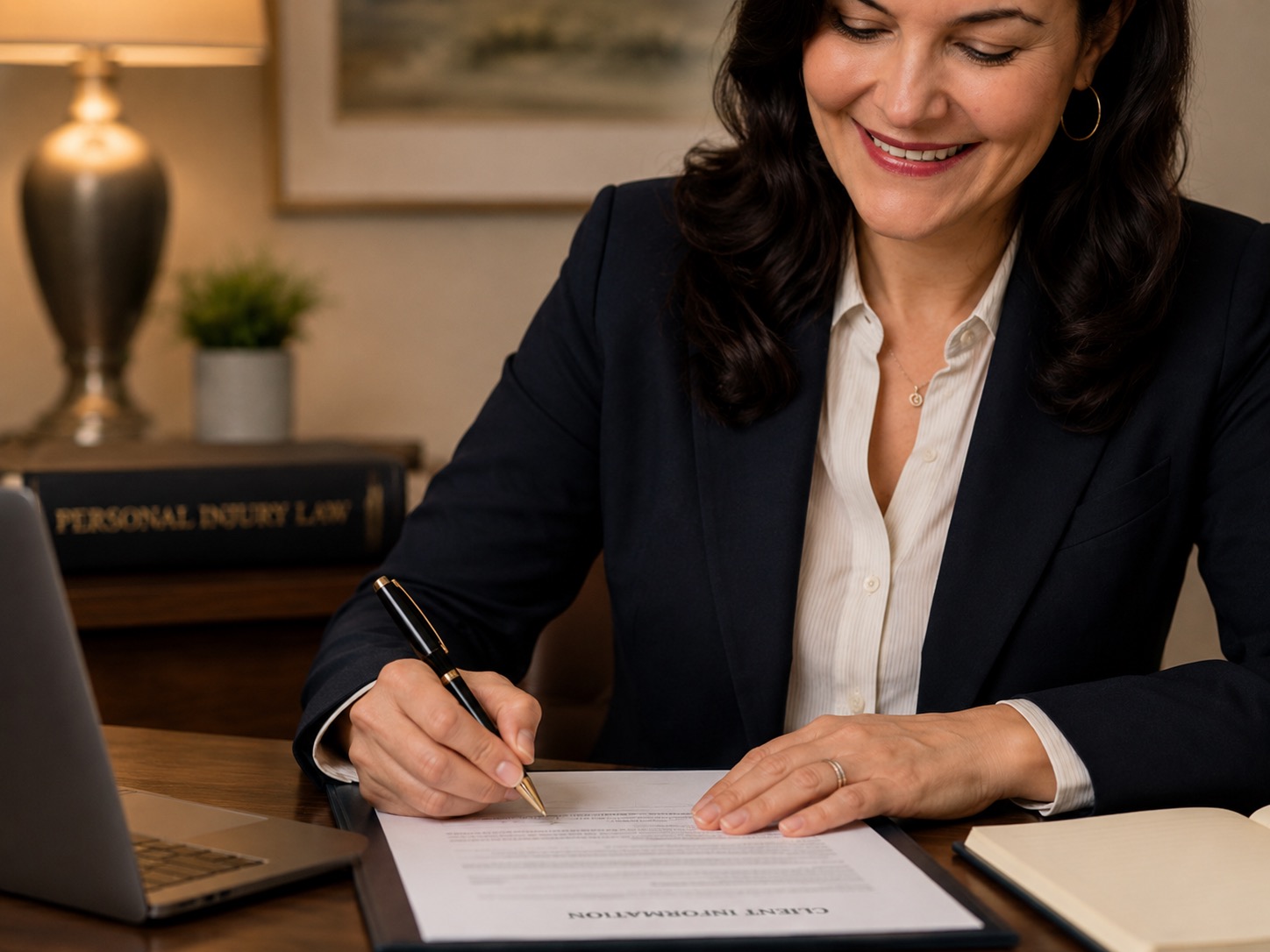 Cary Torres reviewing and signing legal documents